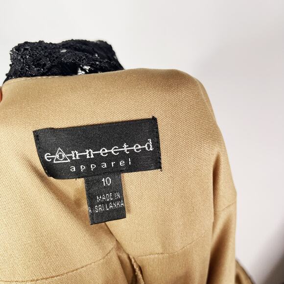 Connected Apparel 10 Black Illusion Lace Nude Cowl Back Sheath Cocktail Dress - Picture 8 of 11